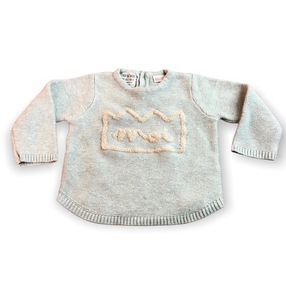 Zara Other - 🎉3 For 15$🎉Zara Knit Baby Girl Gray Sweater Size 18-24 Months